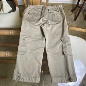 CLIO Cotton Cargo Cropped Pants Utility Pockets Button Detail‎ Size 12
